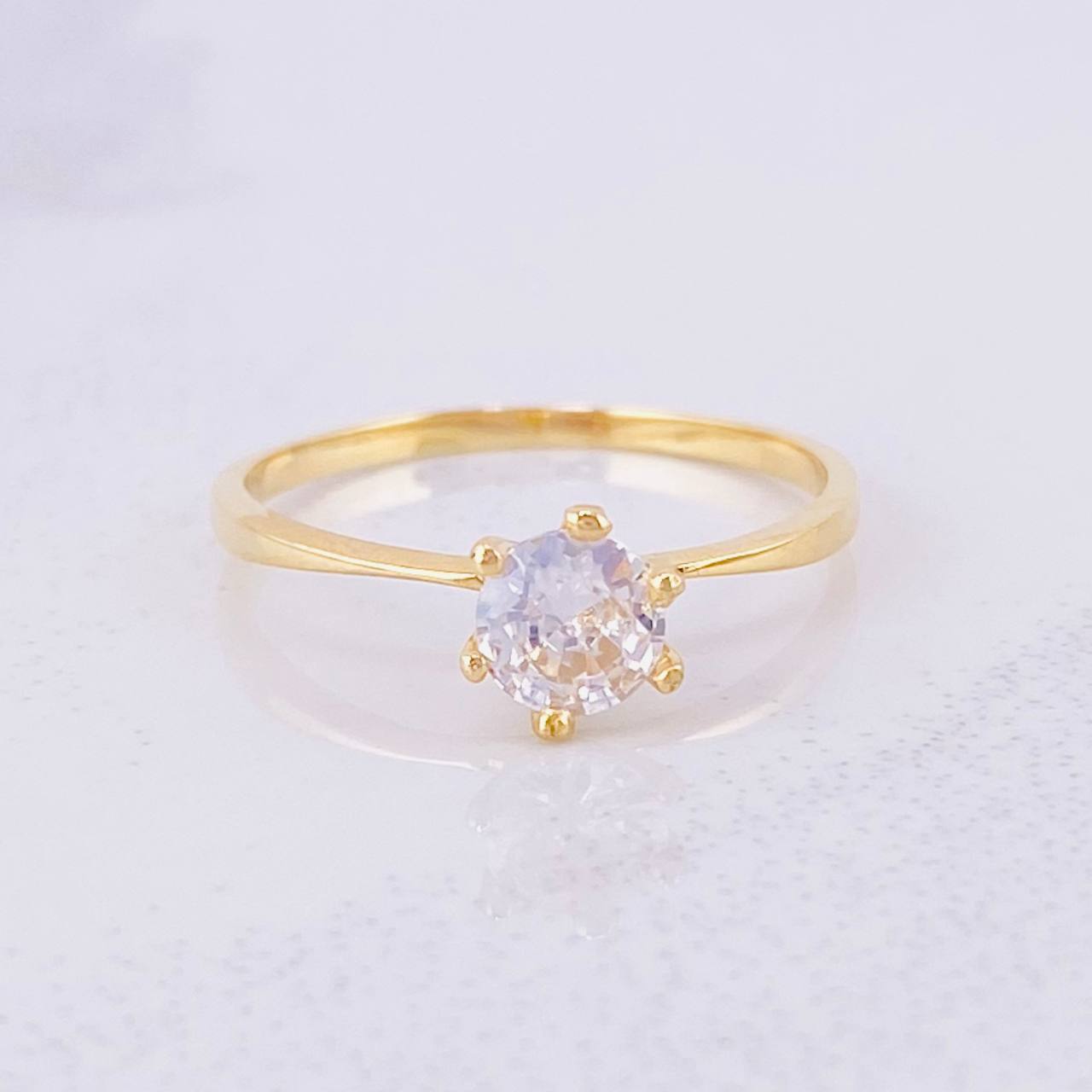 Solitaire Central Stone Ring 1.5g / T6 3/4 Yellow Gold 18K