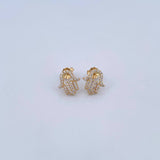 Topos Mano Hamsa 1.7gr / Circones Blancos Oro Amarillo 18K &