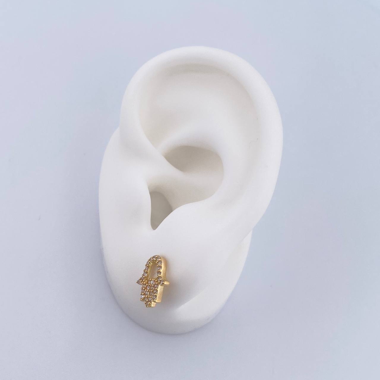 Topos Mano Hamsa 1.75gr / Circones Blancos Oro Amarillo 18K &