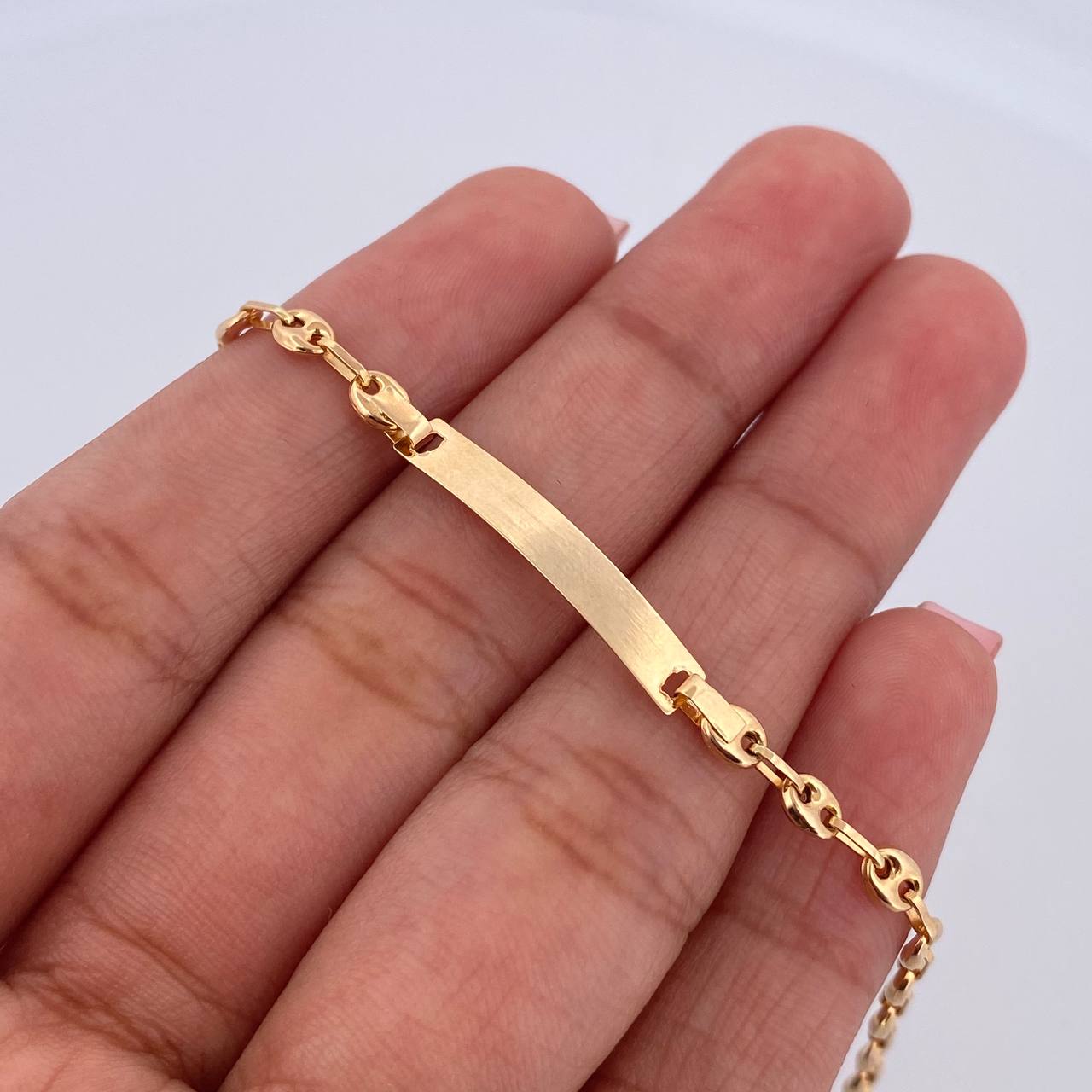 Bracelet Baby GC 1.95gr / 15cm / 3.3mm Curved Rectangular Plate 18K Yellow Gold &