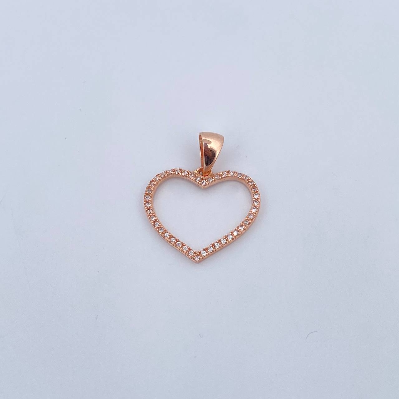 Pendant Heart Silhouette 1.55gr / 2.5cm / White Zirconia 18K Rose Gold $