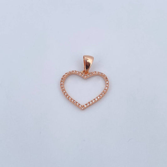Pendant Heart Silhouette 1.55gr / 2.4cm / White Zirconia 18K Rose Gold &