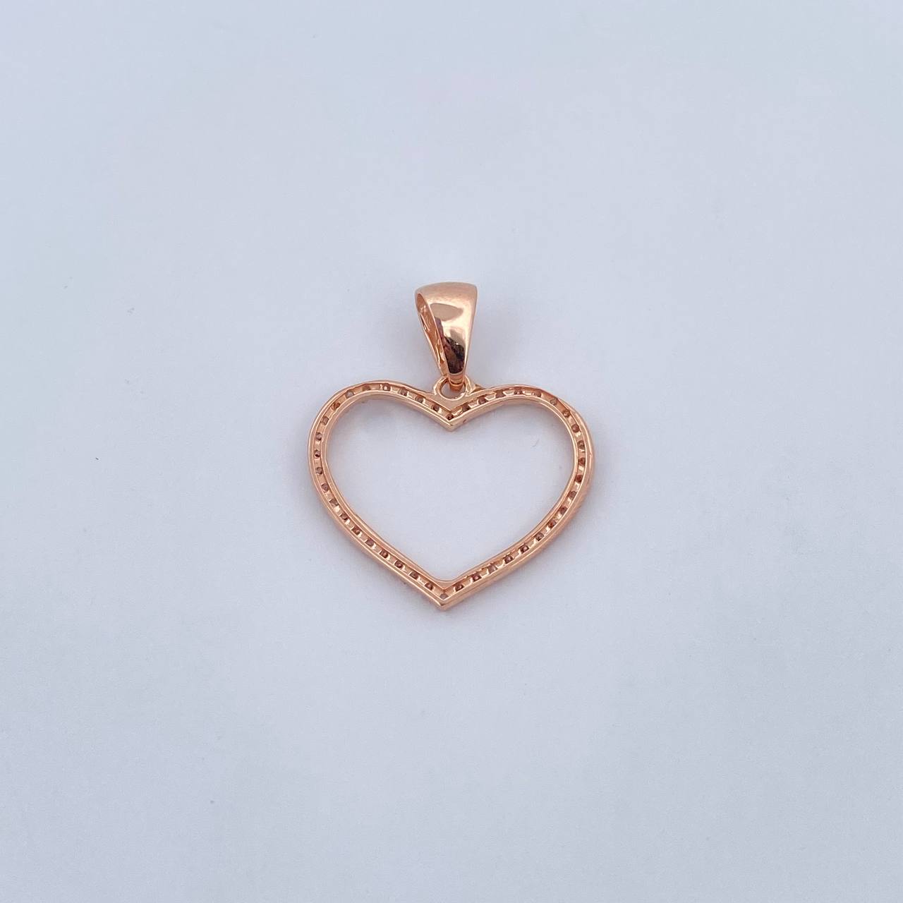 Pendant Heart Silhouette 1.55gr / 2.5cm / White Zirconia 18K Rose Gold $