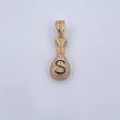 Pendant Money Bag 4.3gr / 3cm / White Zircons 18K Yellow Gold &