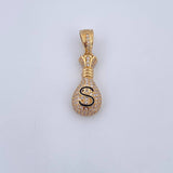 Pendant Money Bag 4.3gr / 3cm / White Zircons 18K Yellow Gold &