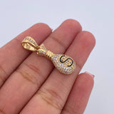 Pendant Money Bag 4.3gr / 3cm / White Zircons 18K Yellow Gold &