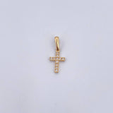 Pendant Cross 0.75gr / 1.9cm / White Zircons 18K Yellow Gold &
