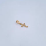 Pendant Cross 0.75gr / 1.9cm / White Zircons 18K Yellow Gold &
