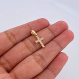 Pendant Cross 0.75gr / 1.9cm / White Zircons 18K Yellow Gold &
