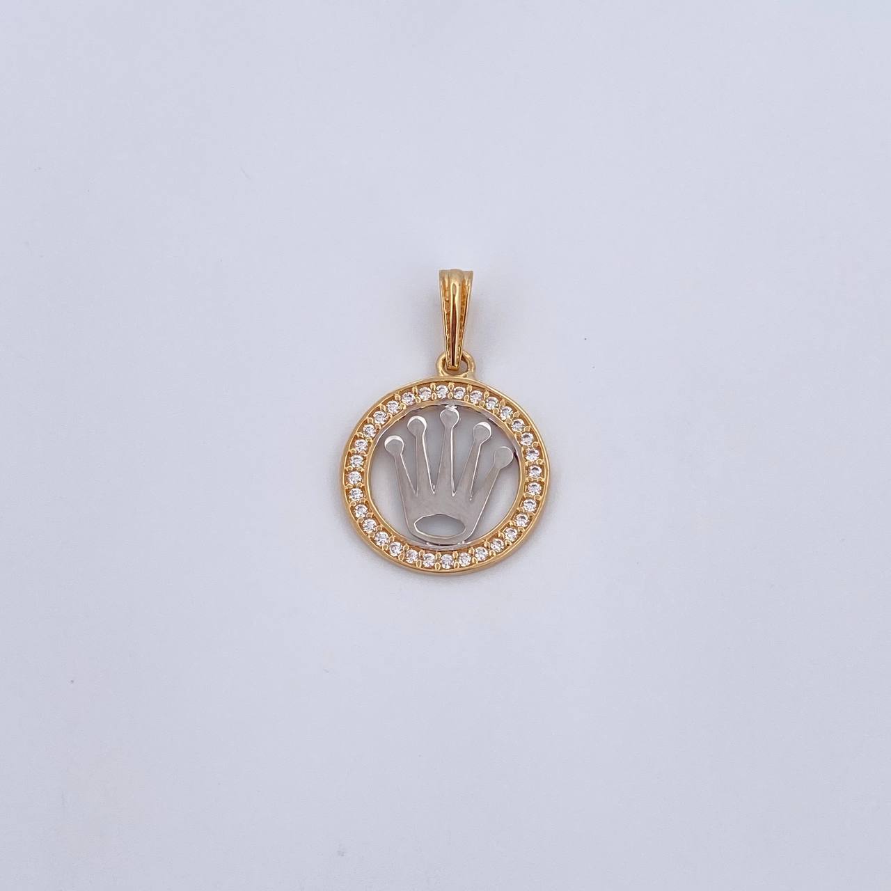 Pendant Corona RX 1.45gr / 2.2cm / White Zircons Two-tone Yellow White 18K &