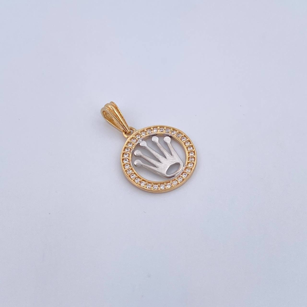 Pendant Corona RX 1.45gr / 2.2cm / White Zircons Two-tone Yellow White 18K &