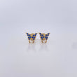 Stud Earrings Butterfly 0.85gr / Blue Zircons Yellow Gold 18K $