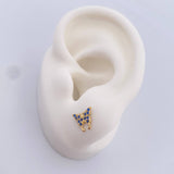 Stud Earrings Butterfly 0.85gr / Blue Zircons Yellow Gold 18K $