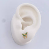 Stud Earrings Mariposa 0.85gr / Green Zircons Yellow Gold 18K $