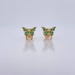 Stud Earrings Mariposa 0.85gr / Green Zircons Yellow Gold 18K $