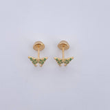 Stud Earrings Mariposa 0.85gr / Green Zircons Yellow Gold 18K $