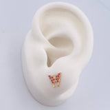 Stud Earrings Butterfly 0.85gr / Fuchsia Zircons Yellow Gold 18K $
