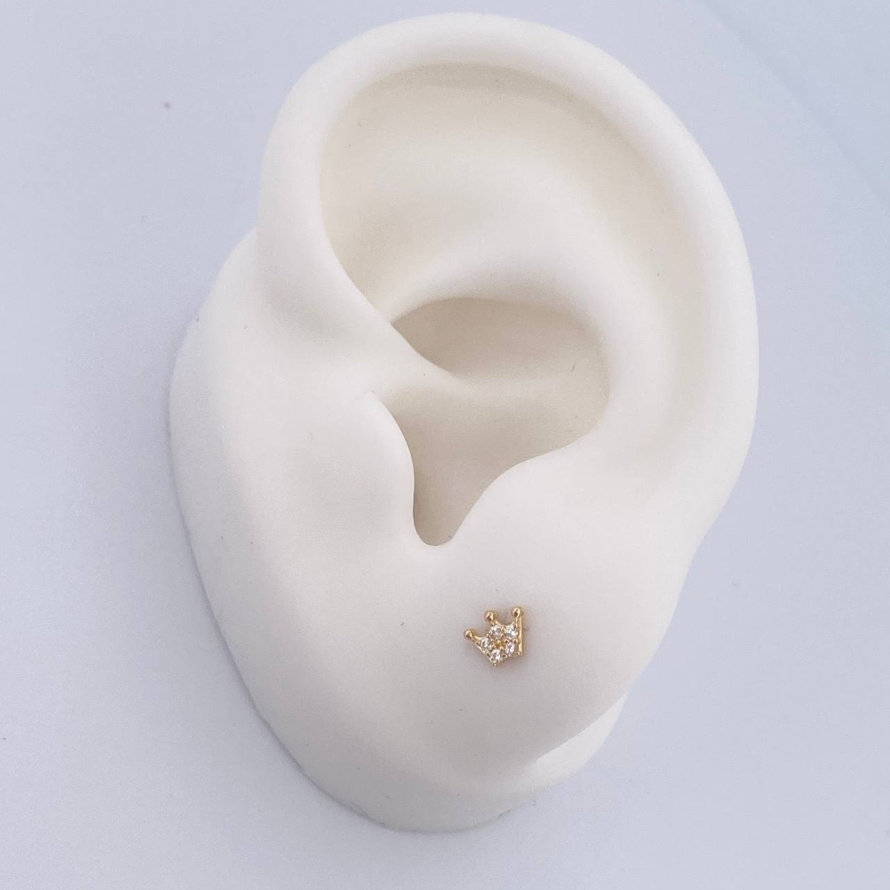 Stud Earrings Corona 0.55gr / White Zircons Yellow Gold 18K $