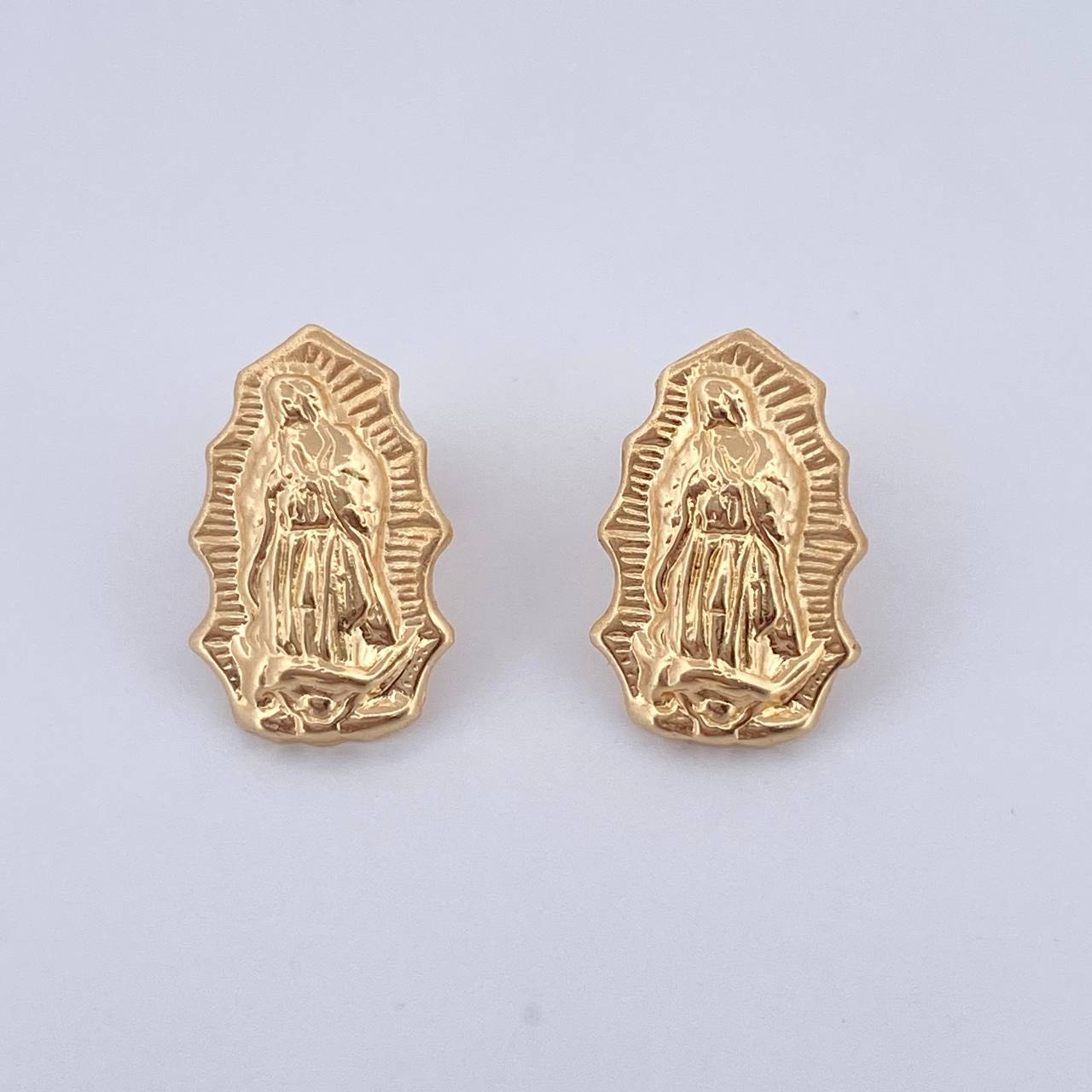 Stud Earrings Virgin Guadalupe 1.4gr / Yellow Gold 18K $