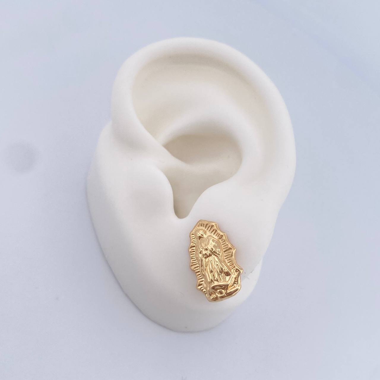 Stud Earrings Virgin Guadalupe 1.4gr / Yellow Gold 18K $