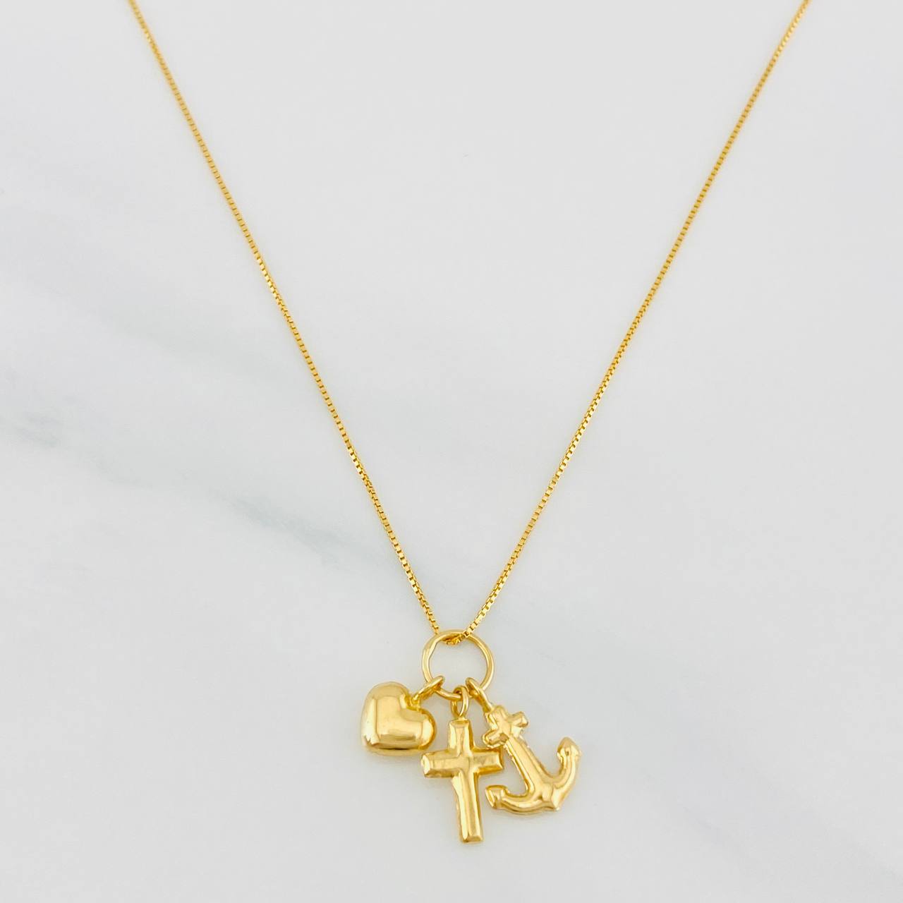 Set Venetian Chain + Three Graces Pendant / 1.75g / 20 in Yellow Gold 18K
