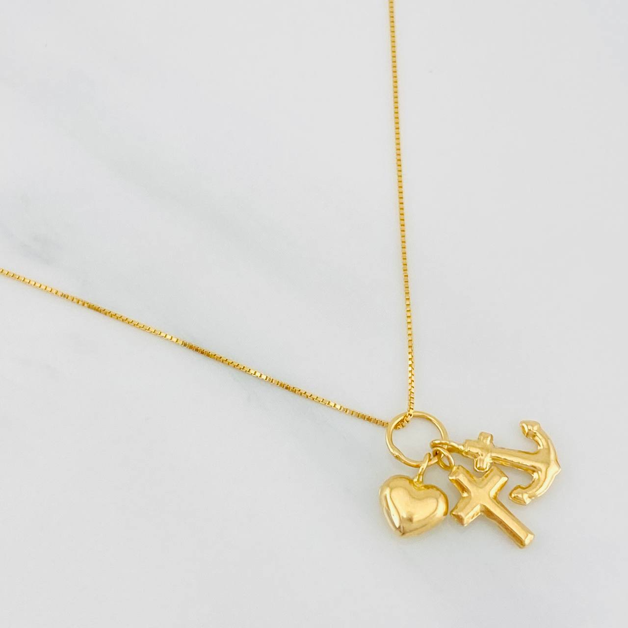 Set Venetian Chain + Three Graces Pendant / 1.75g / 20 in Yellow Gold 18K