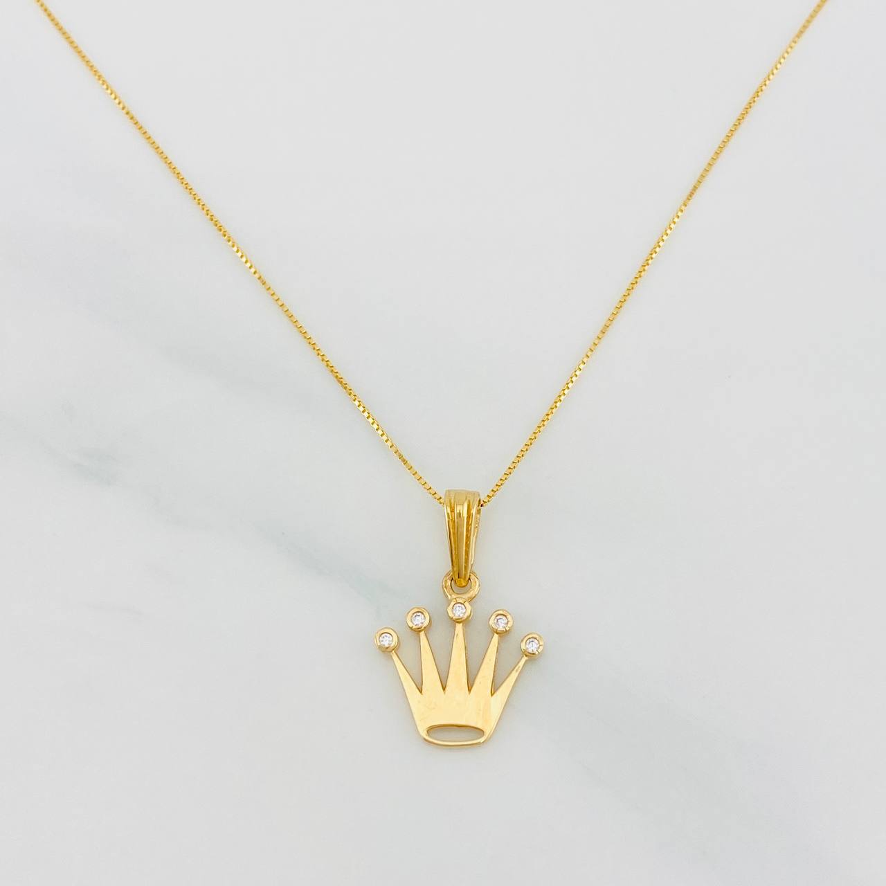 Venetian Chain Set + Crown Pendant / 2.2g / 20 in Yellow Gold 18K