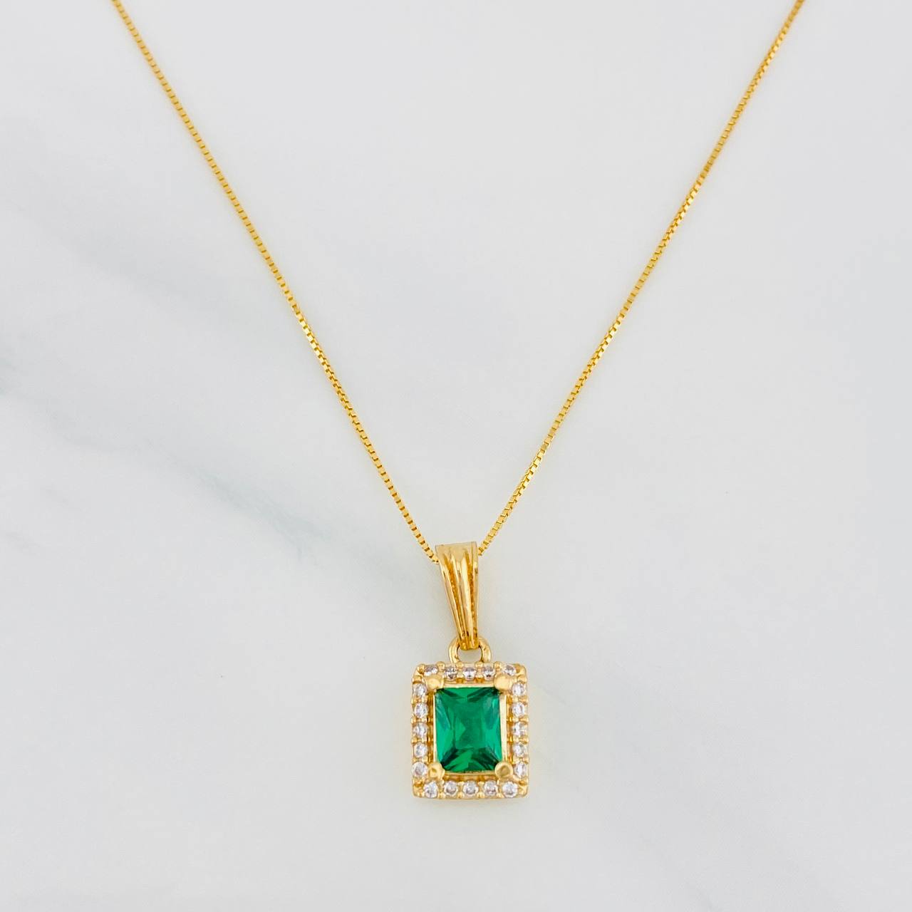 Venetian Chain Set + Square Halo Pendant / 2.5g / 20 in 18K Yellow Gold