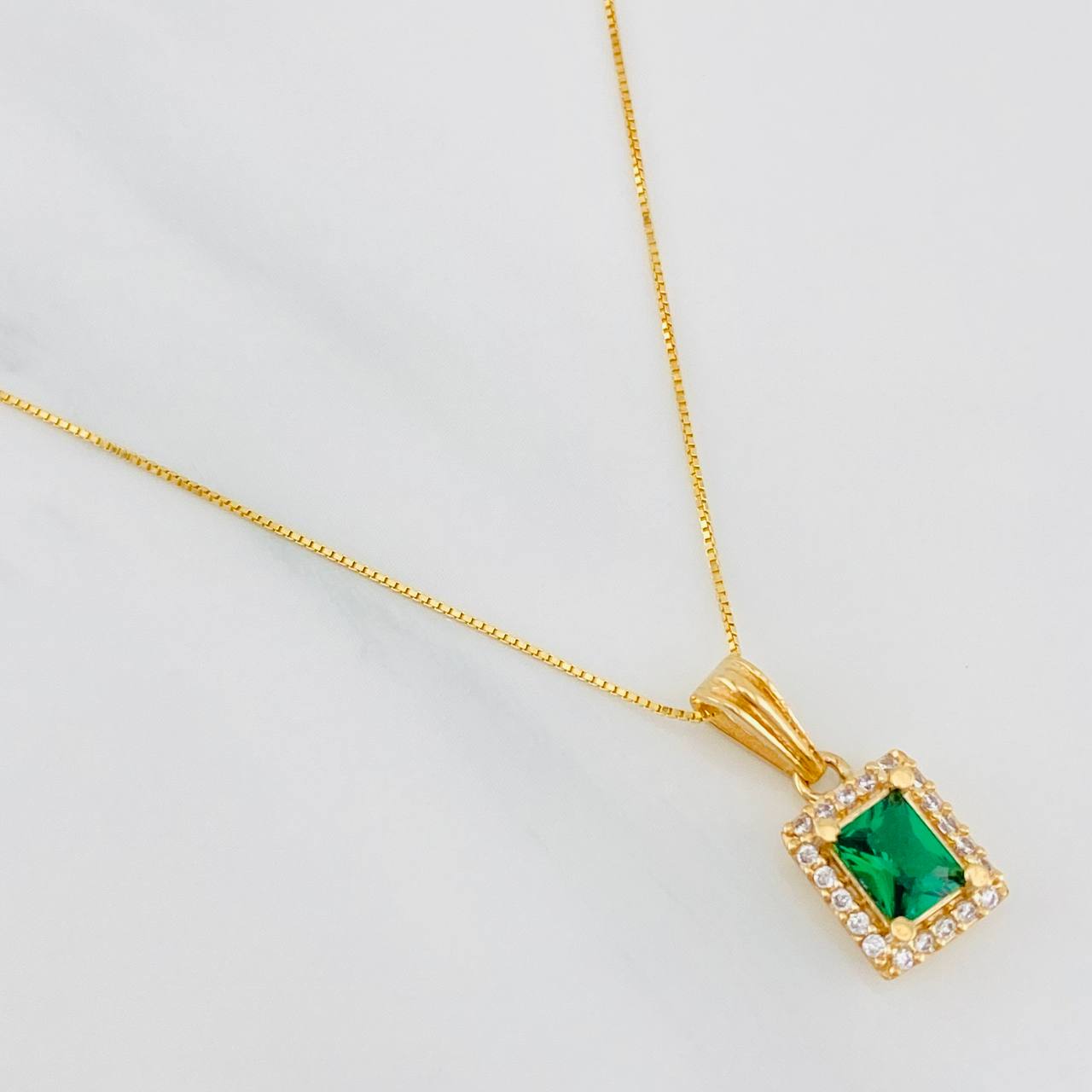 Venetian Chain Set + Square Halo Pendant / 2.5g / 20 in 18K Yellow Gold