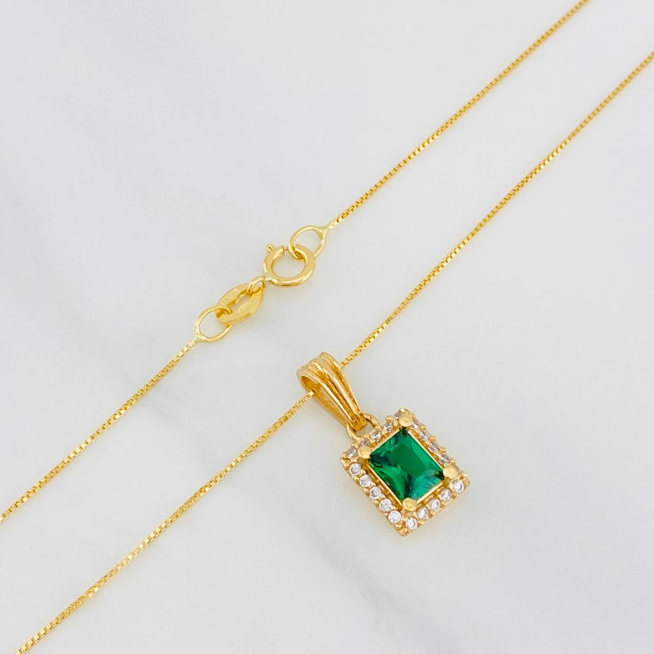Venetian Chain Set + Square Halo Pendant / 2.5g / 20 in 18K Yellow Gold