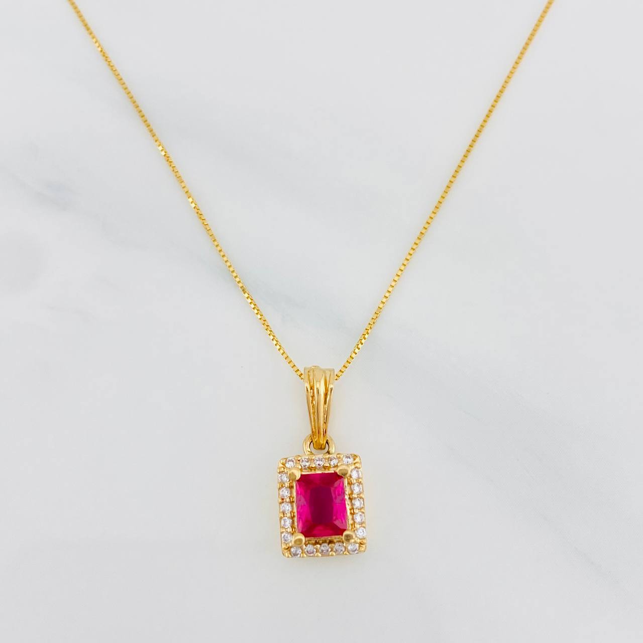 Venetian Chain Set + Square Halo Pendant / 2.45g / 20 in 18K Yellow Gold