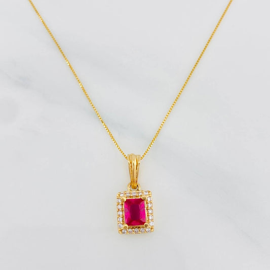 Set Cadena Veneciana + Dije Halo Cuadrado / 2.45g / 20 in Oro Amarillo 18K