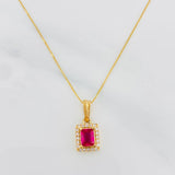 Venetian Chain Set + Square Halo Pendant / 2.45g / 20 in 18K Yellow Gold