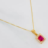Venetian Chain Set + Square Halo Pendant / 2.45g / 20 in 18K Yellow Gold