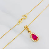 Set Venetian Chain + Halo Drop Pendant / 2.3g / 20 in 18K Yellow Gold