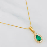 Set Venetian Chain + Halo Drop Pendant / 2.25g / 20 in 18K Yellow Gold