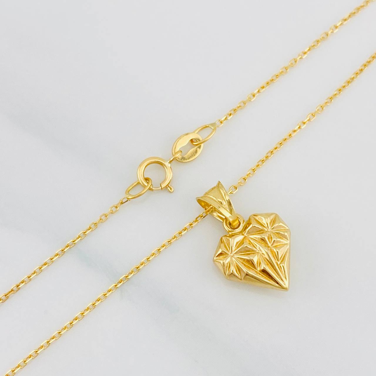 Set Classic Link Chain + Star Heart Pendant / 2g / 18 in Yellow Gold 18K