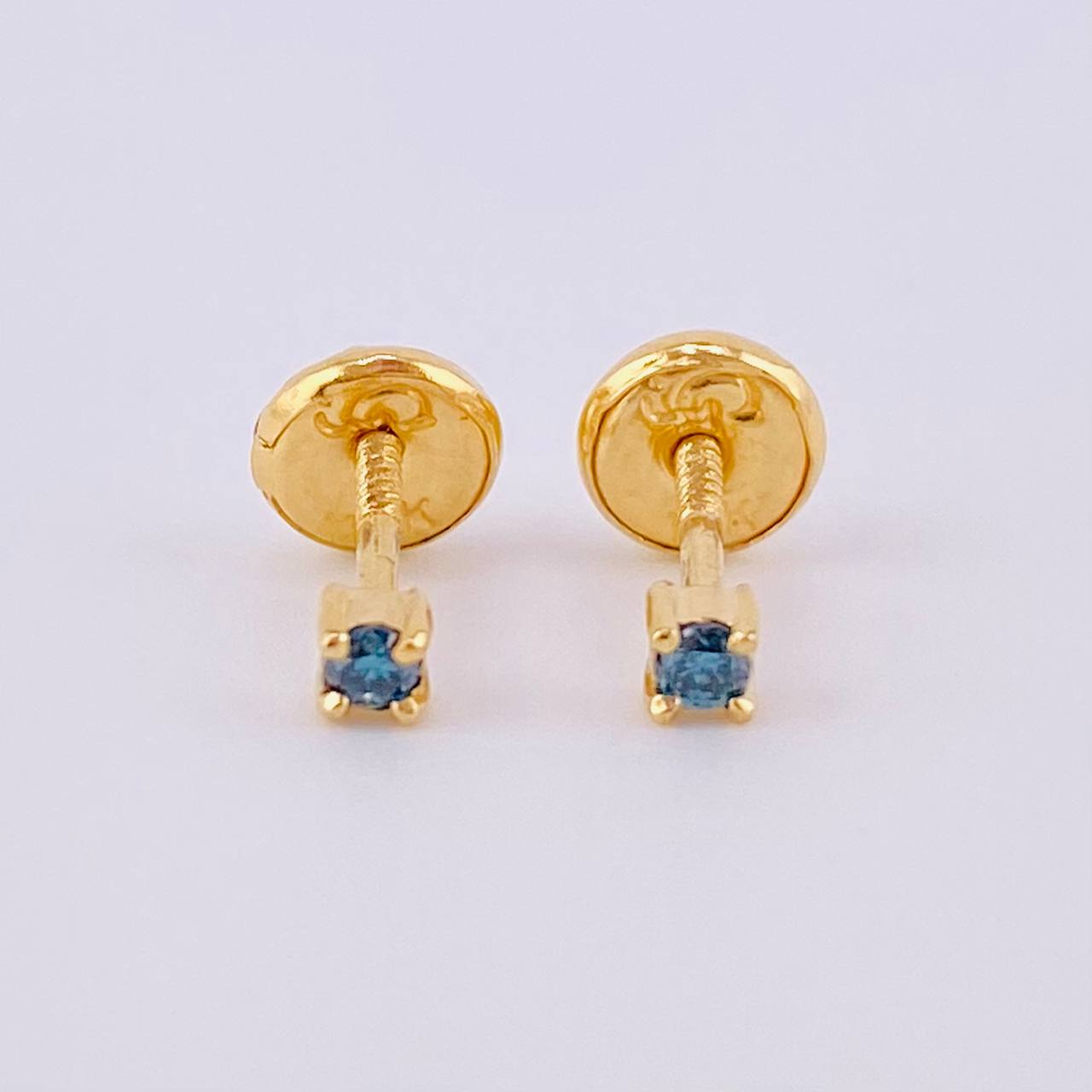Diamond Stud Earrings 7Pts 0.7gr / 2mm 18K Yellow Gold