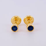 Circle Sapphire Stud Earrings 26Pts 0.9gr / 3.6mm 18K Yellow Gold