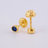 Circle Sapphire Stud Earrings 26Pts 0.9gr / 3.6mm 18K Yellow Gold
