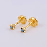 Diamond Stud Earrings 7Pts 0.7gr / 2mm 18K Yellow Gold