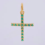 Emerald Cross Pendant 14pts 0.95gr / 1 in / 18K Yellow Gold