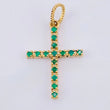 Emerald Cross Pendant 14pts 0.95gr / 1 in / 18K Yellow Gold