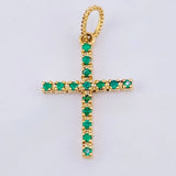 Dije Cruz Esmeralda 11pts 0.85gr / 1 in / Oro Amarillo 18K *