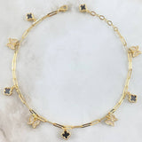 Ankle Bracelet Box 7gr / 23cm-25cm / White Zircon Butterfly-Gold Clover +3 18K ©