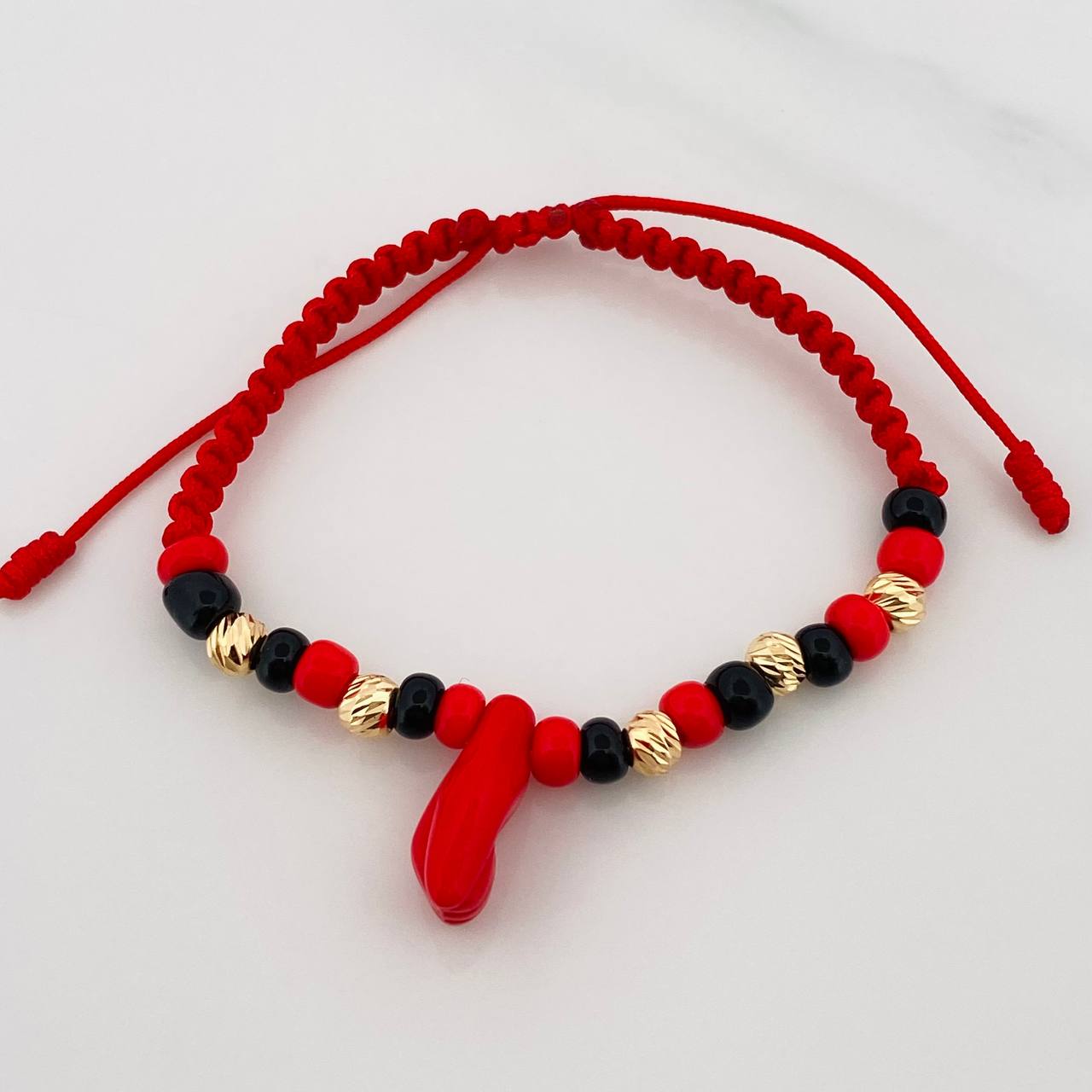 Red Woven Bracelet Protection Yellow Gold 18K