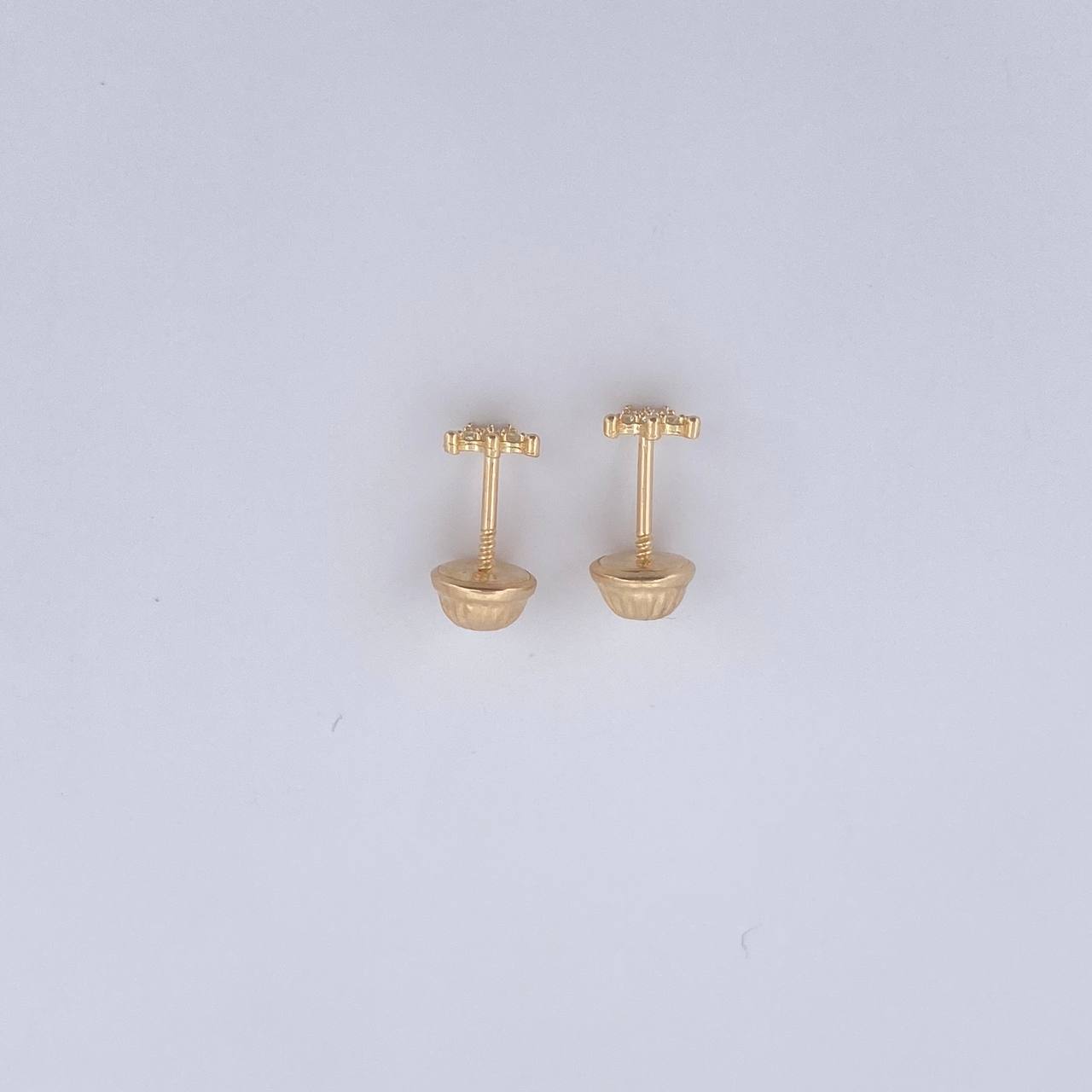 Stud Earrings Corona 0.55gr / White Zircons Yellow Gold 18K $