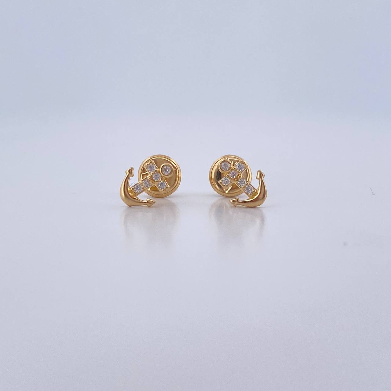 Topos Ancla 0.75gr / Circones Blancos Oro Amarillo 18K $