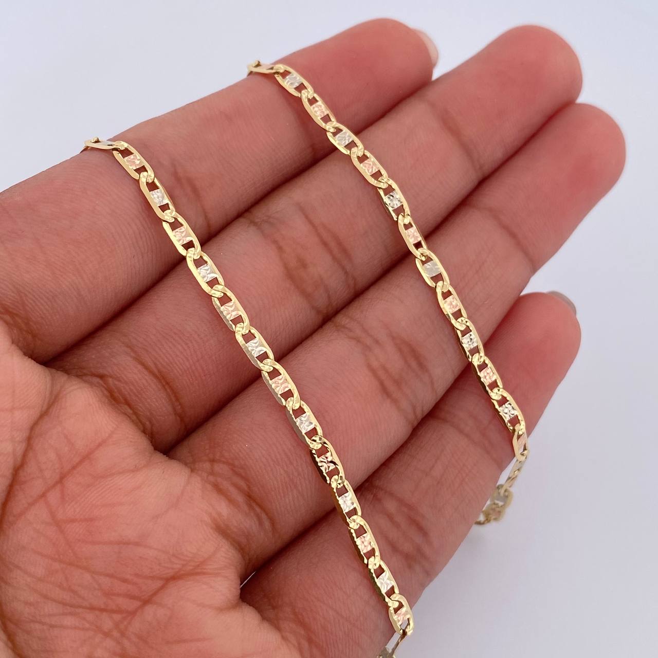 Flat 6.2gr / 60cm / 2.3mm Diamonded Three Golds +3 18K &