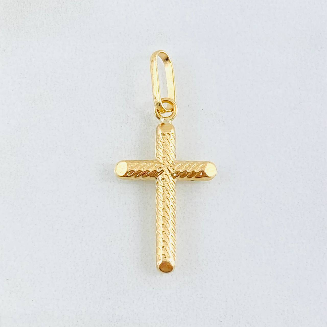 Pendant Cross Stripes Spiral 0.85 g / 1 1/4 in Yellow Gold 18K